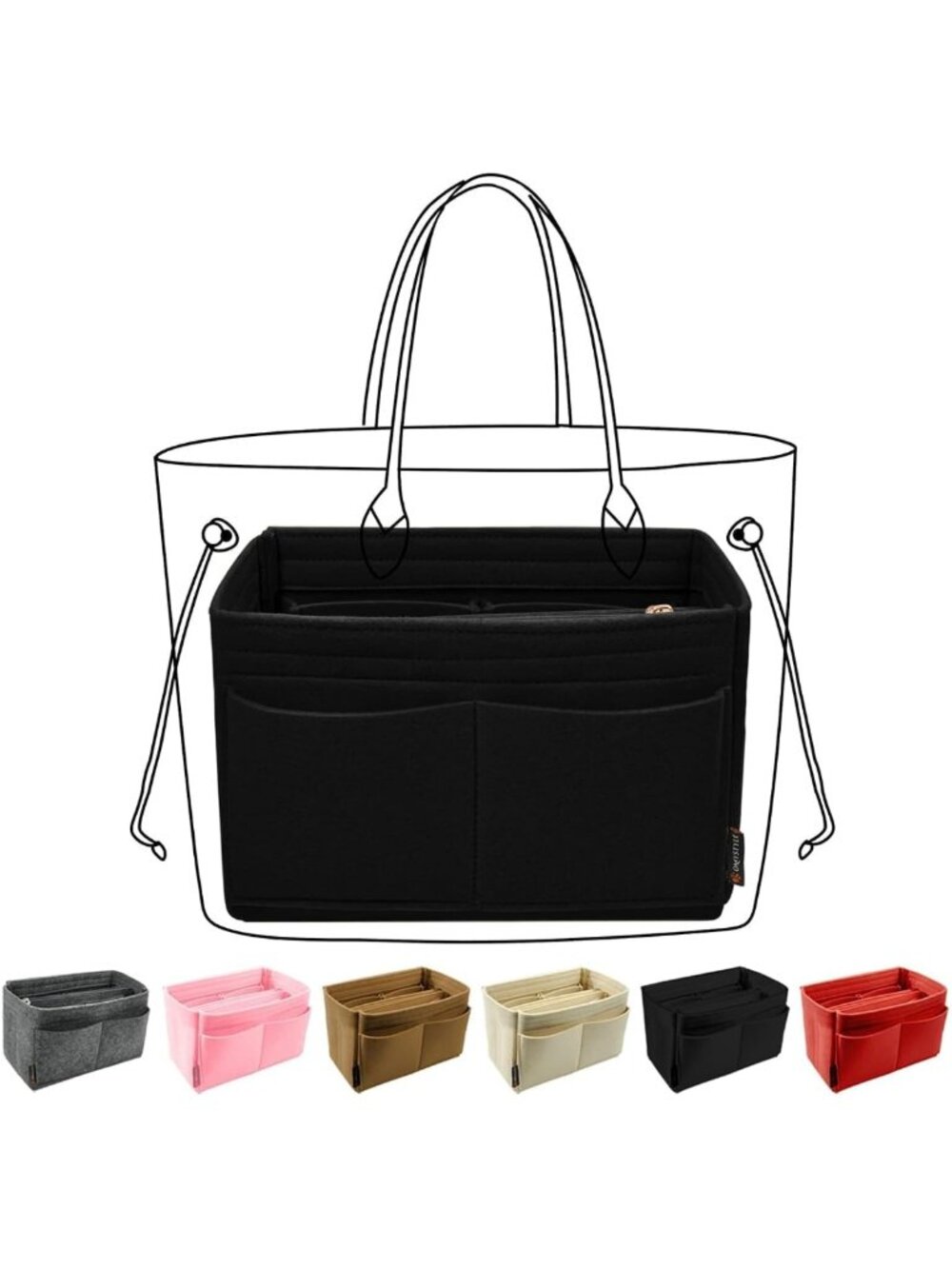 Purse Organizer Insert - Felt Tote Bag Divider with 5 Sizes for Handbag